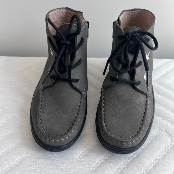 Kids Unisex Marc Joseph Handcrafted Leather Green Side Zip Ankle Boots Size 1.5 - Picture 3 of 8